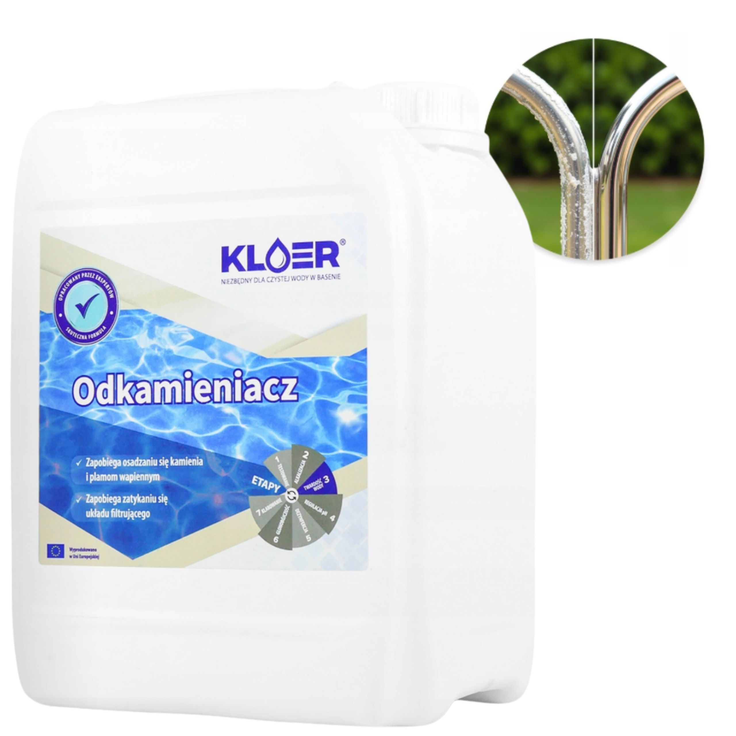 Odkamieniacz do Basenów 5L Usuwa Osad Kamień Środek Czyszczący Płynny Kloer