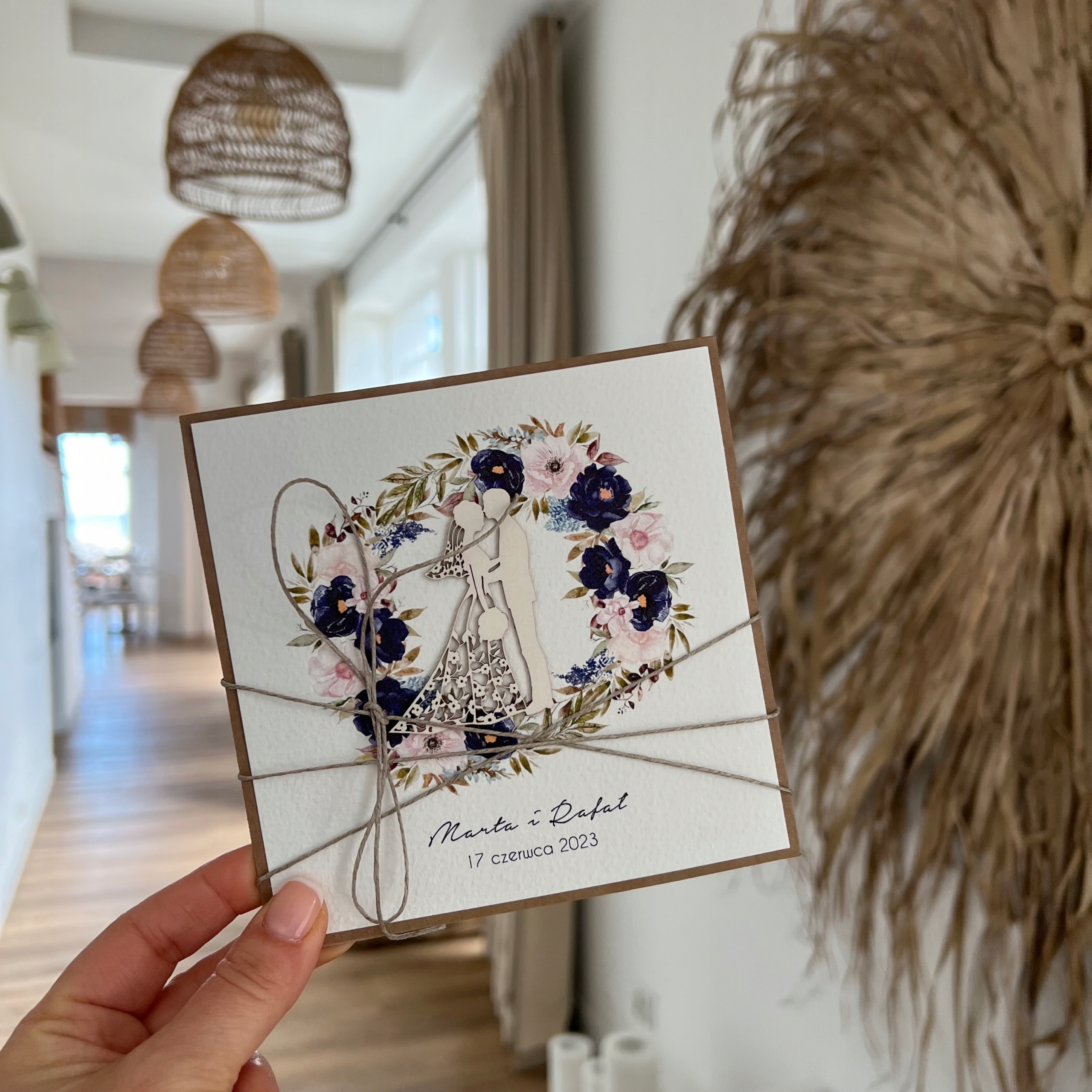 Svatební přání ručně vyráběné personalizované boho KSLP-031