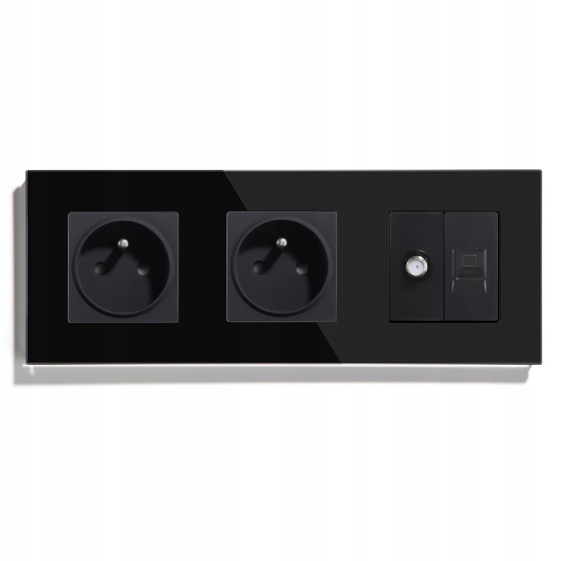 Elektrická Skleněná Zásuvka Trojitá Sat/internet CAT5e 229 mm Kontakt 16A