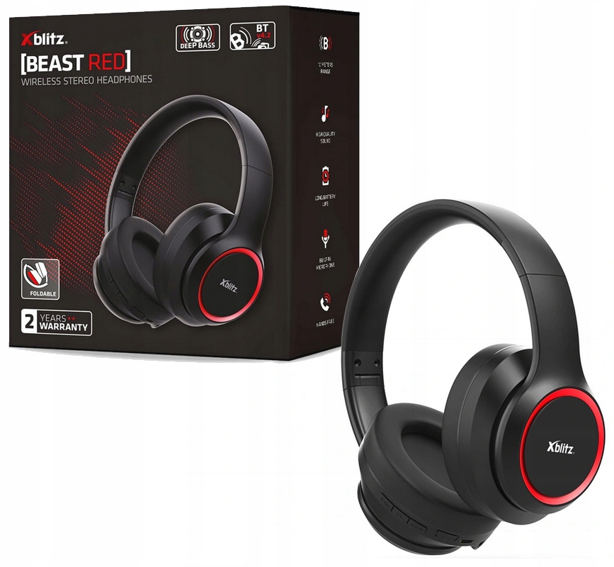 

Xblitz Beast Red Słuchawki Bluetooth Z Mikrofonem