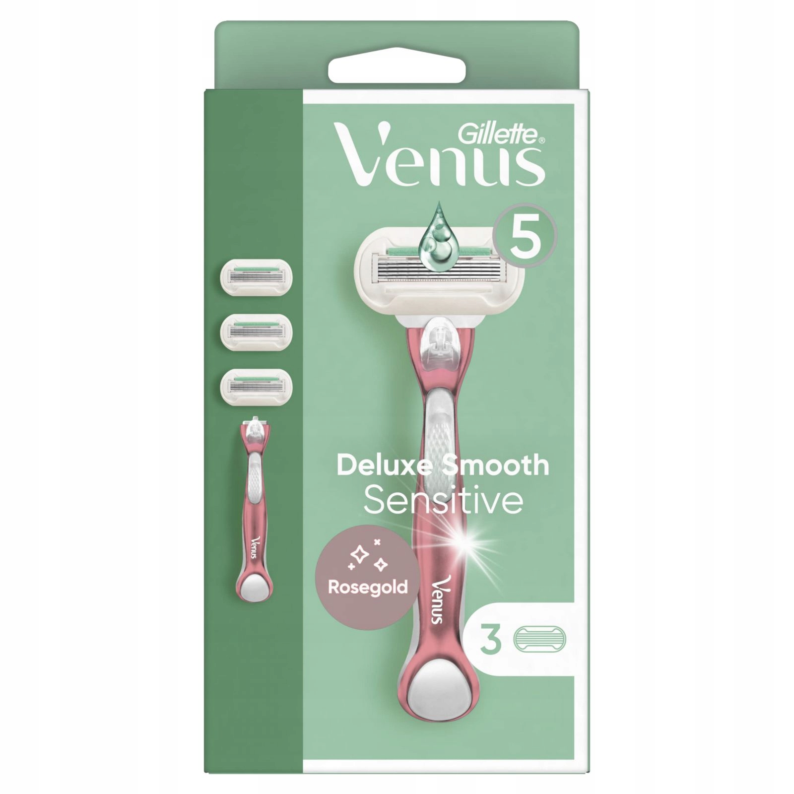 Gillette Venus Deluxe Smooth Sensitive, dámský holicí strojek, 3 kusy, strojek