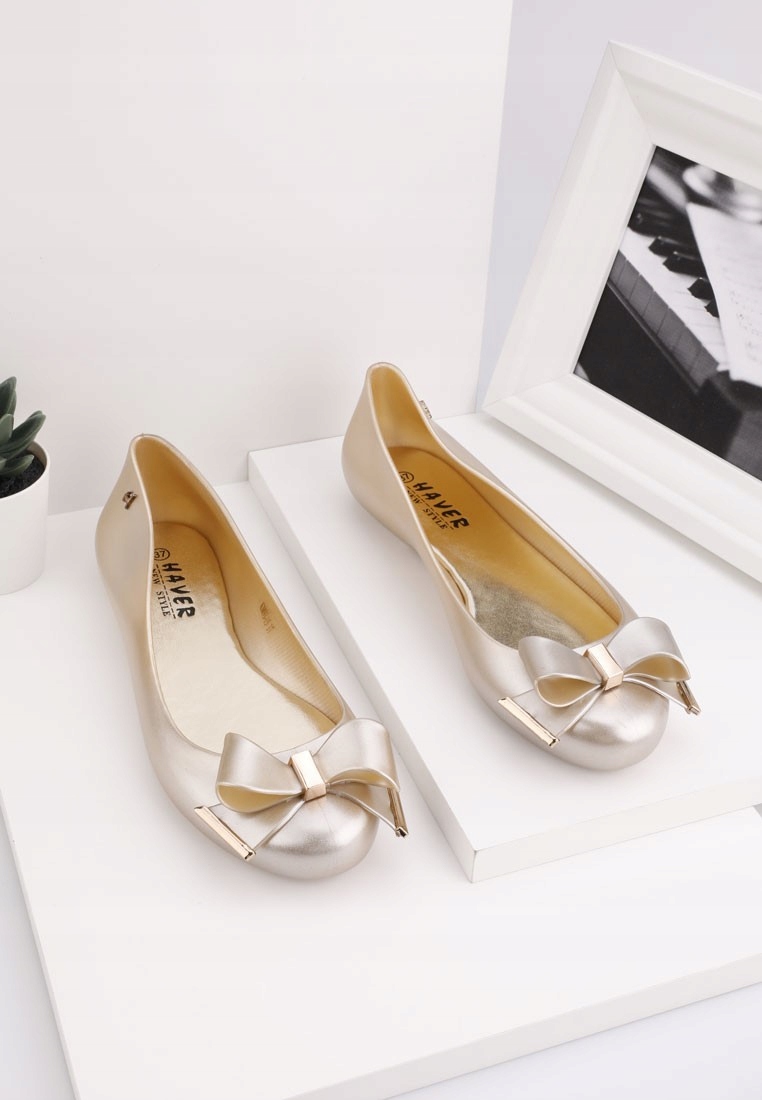 ZŁOTE BALERINKI DAMSKIE MELISKIE GUMOWE PŁASKIE Marka inna