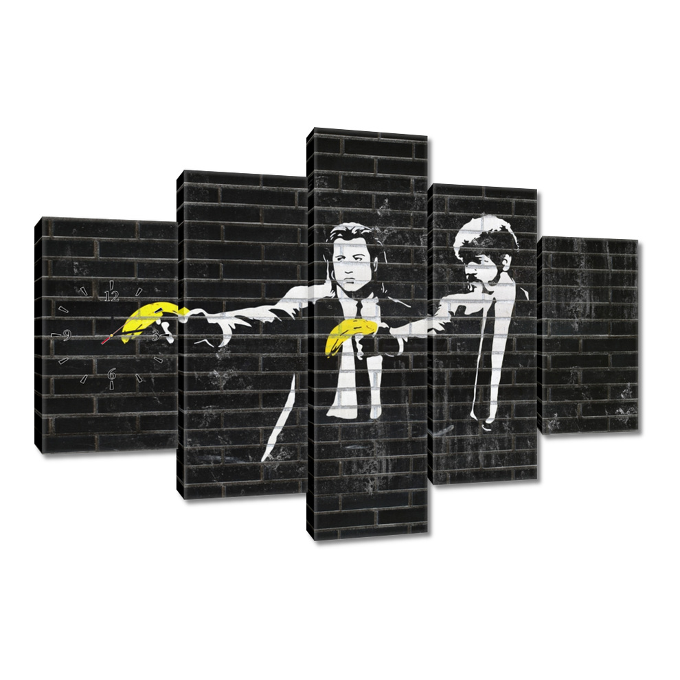 Nástenné hodiny 150x105 Banksy Banana Fiction