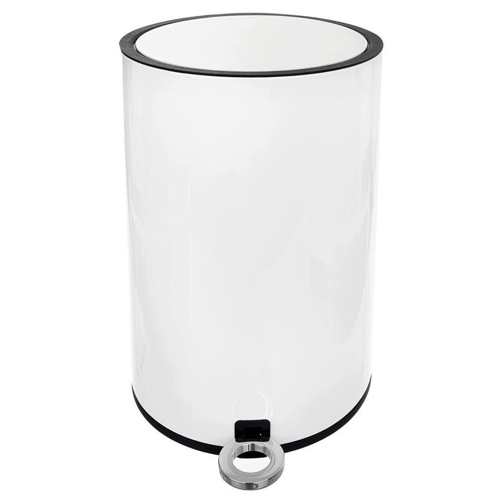 Odpadkový koš kovový, bílý, s pedálovým víkem, koupelnový kbelík, 12 l