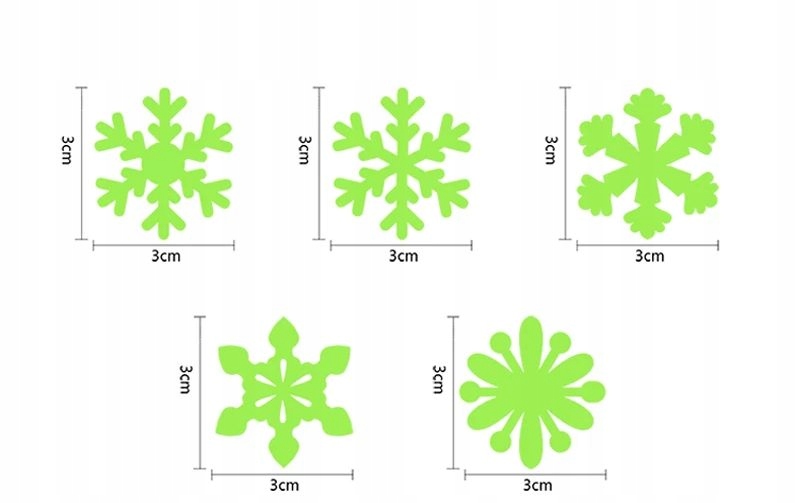 OZDOBY ŚWIĄTECZNE NAKLEJKI FLUORESCENCYJNE PŁATKI ŚNIEGU ŚNIEŻYNKI Marka Zuzu