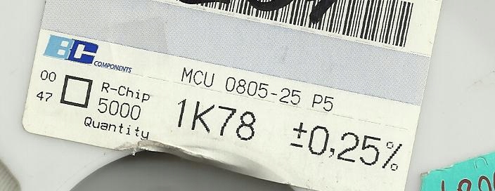 20x 1k78 0.1% 25ppm Rezystor Smd 0805