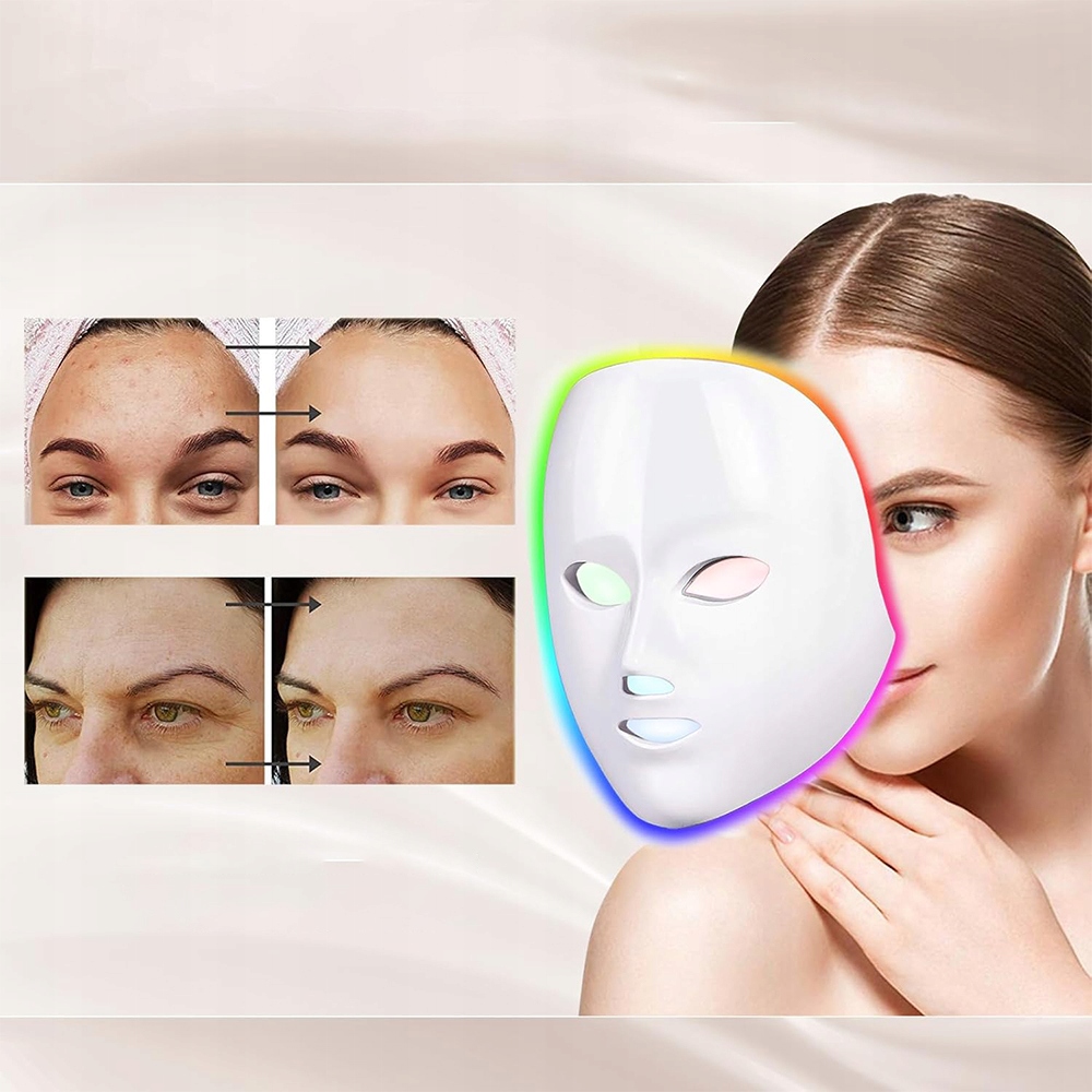 MASKA LED 120DIOD 7 BARW DO TWARZY ZDROWIE I PIĘKNO Marka bez marki