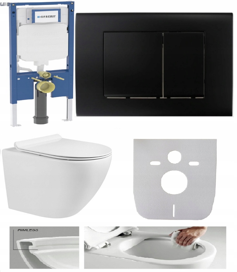 Geberit Stelaż wc Slim 8cm Duofix UP720 miska deska przycisk A4 czarny mat