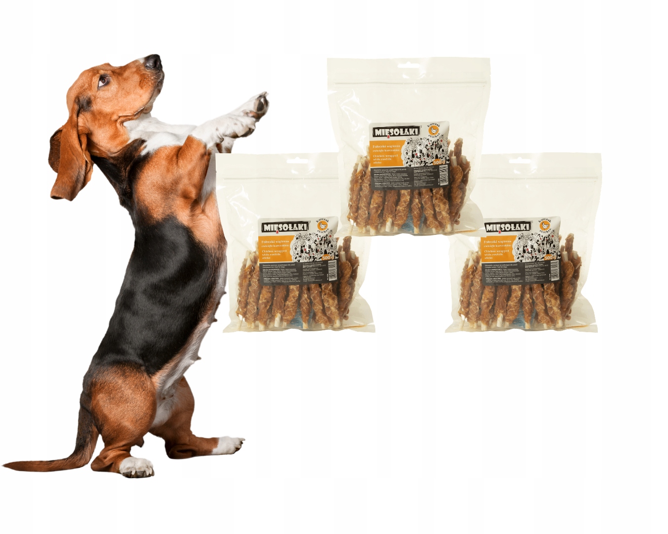 MięsoŁaki Tyčinky obalené kuřecím masem Psí pamlsek 3x500 g