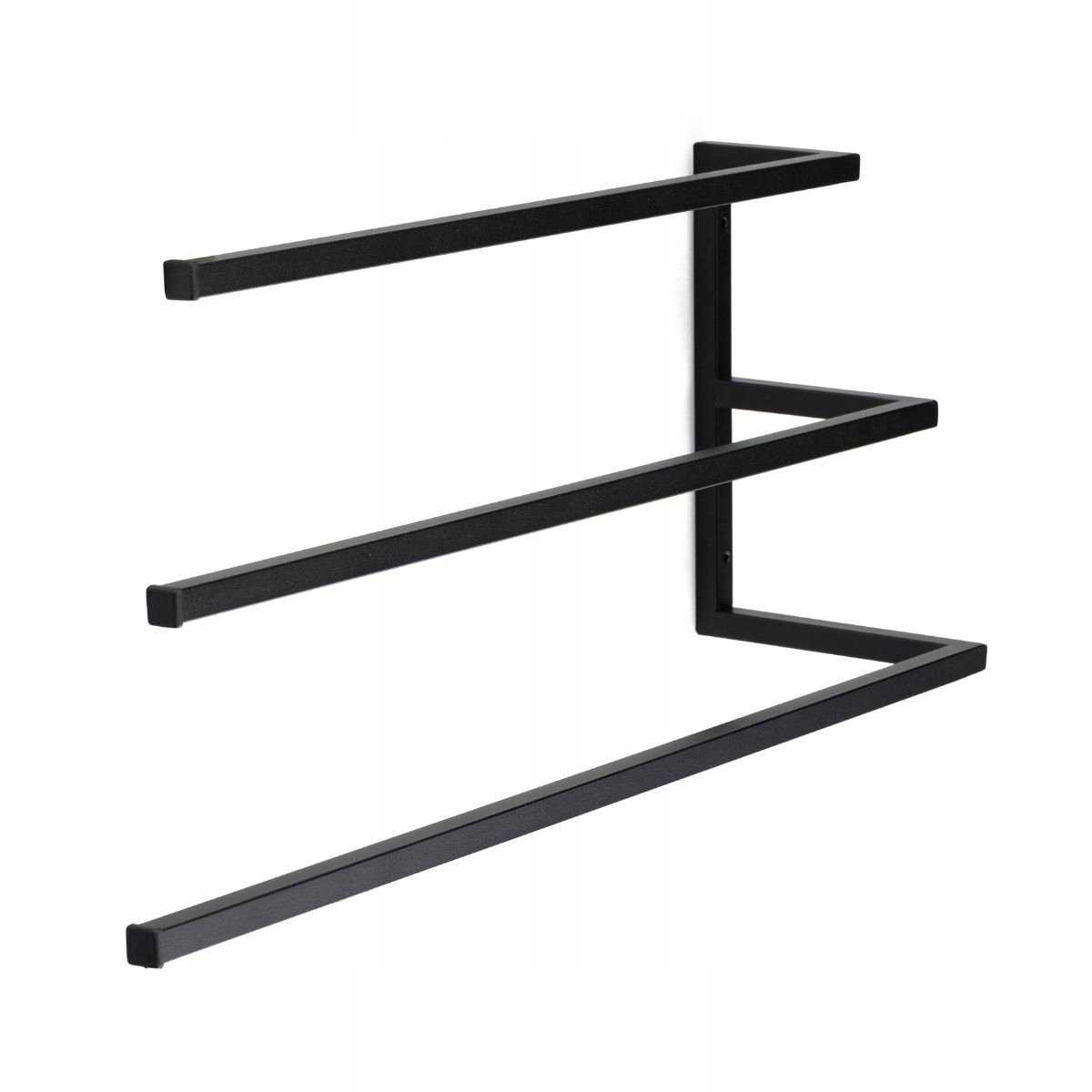 Černý Držák Nástěnný věšák na 3 ručníky do koupelny Loft 60 cm