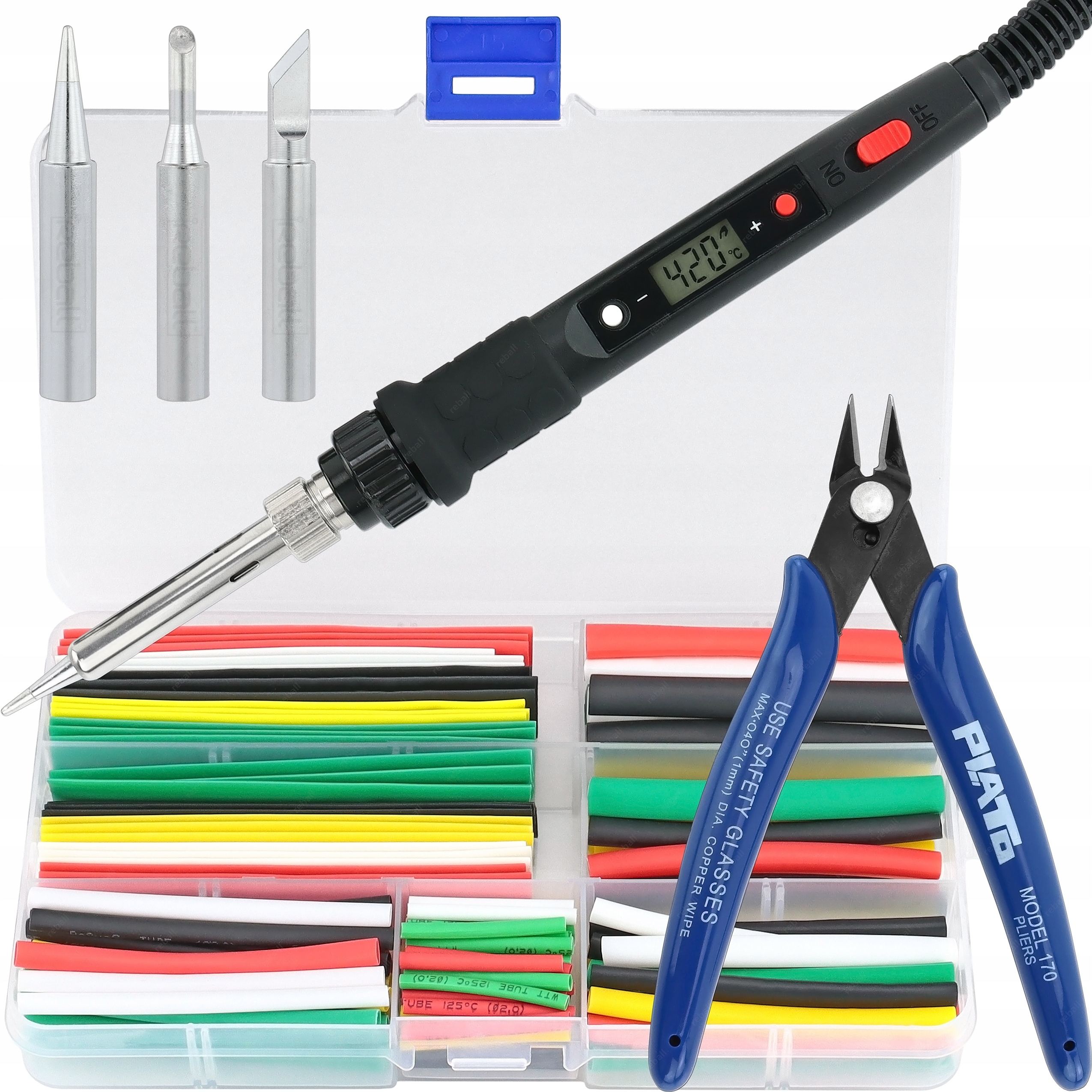 Mocna Lutownica Kolbowa 80W Szczypce Boczne Rurki Termokurczliwe Koszulki