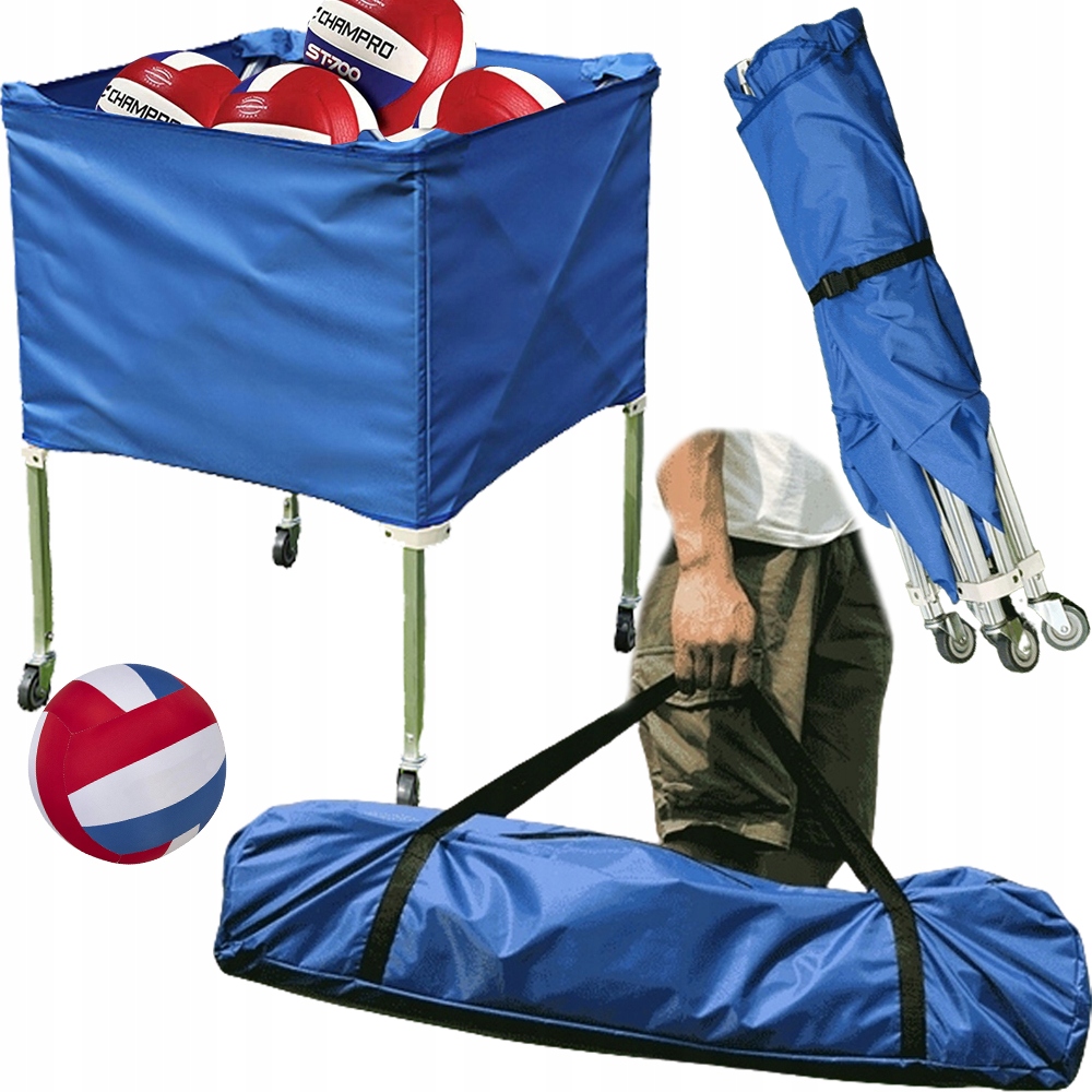 Wózek Kosz Na Piłki Na Kółkach Transportu Składany Przenośny 90x65x65