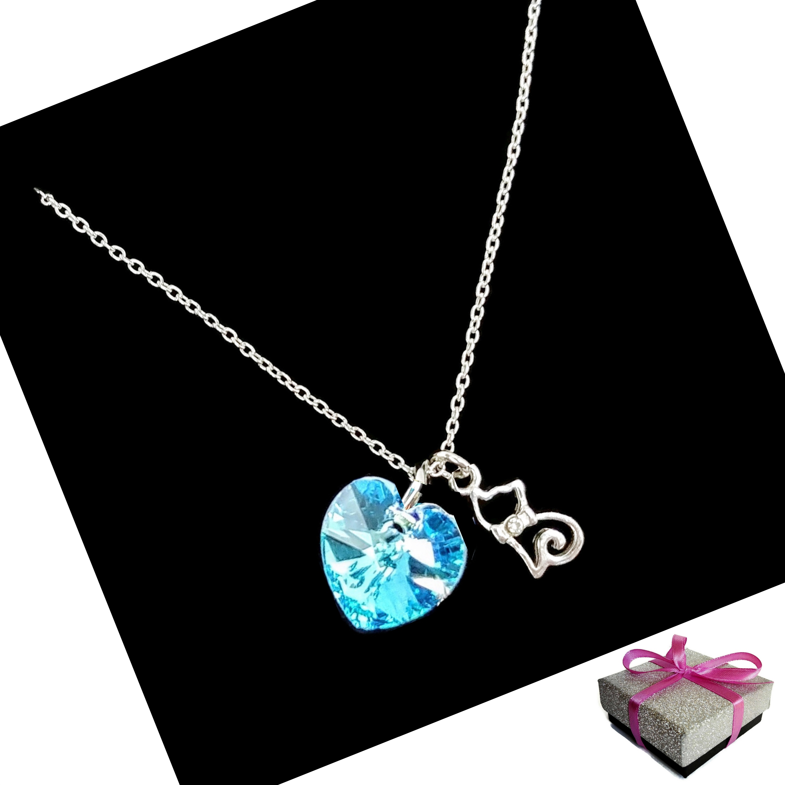 

Naszyjnik Kot Kotek + Swarovski Srebro 925 Pudełko