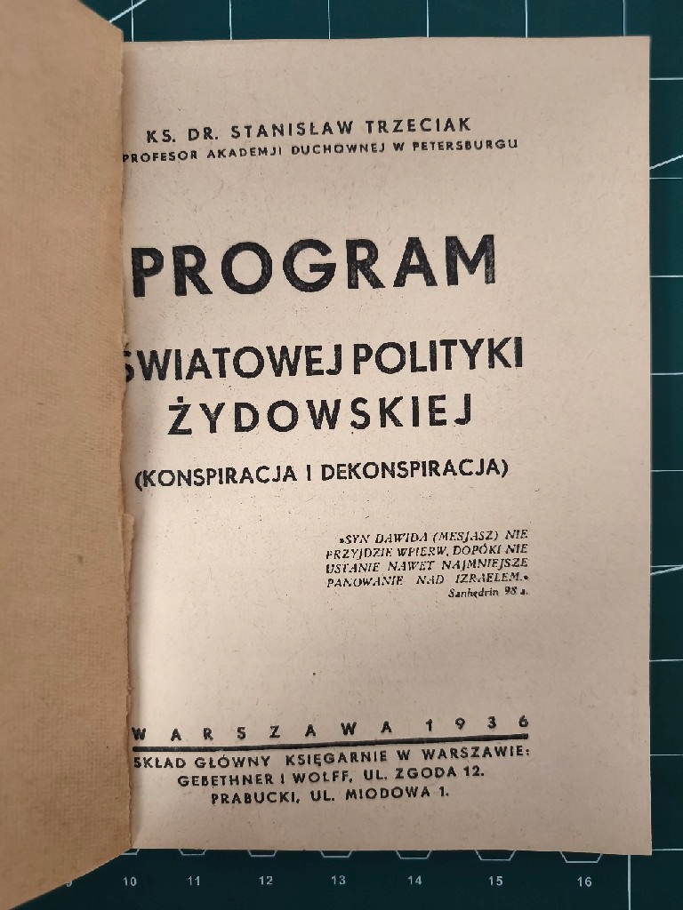 Program światowej polityki żydowskiej - ks. Stanisław Trzeciak