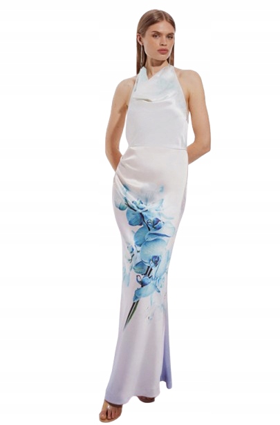 Karen Millen Dlouhá Šaty S Květinovým Potiskem Bílá 42 B1F