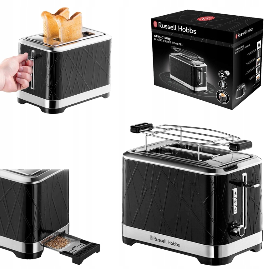 Toustovač Russell Hobbs Structure Black 28091-56 1050W Rozmrazovací Rošt