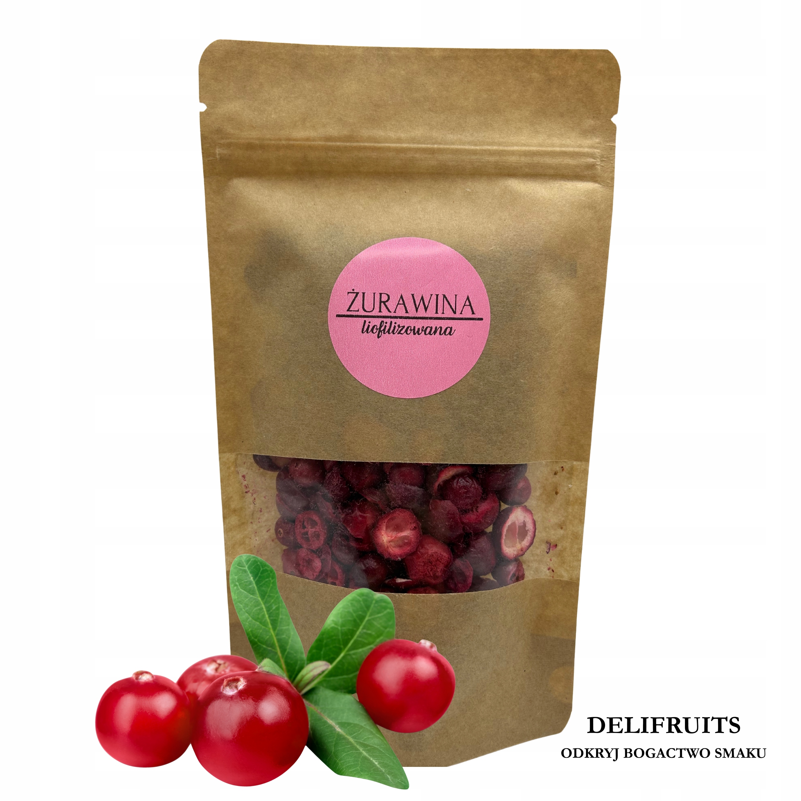 Brusinky Lyofilizované 500 G Půlky Plodů Lyofilizované Křupavé Delifruits