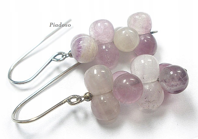 Přírodní Fluorit, Krásné Náušnice Stříbro