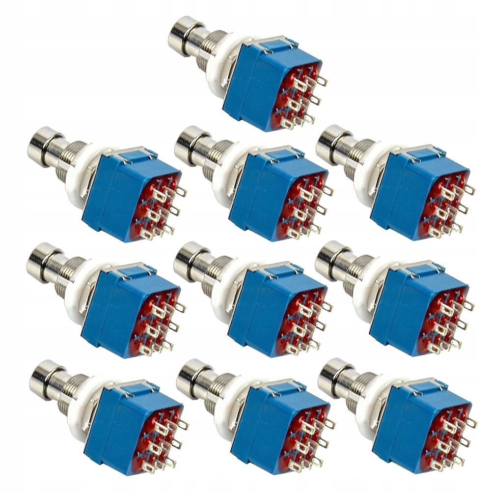 Guziki metalowe 9-pinowe 3pdt 10 szt