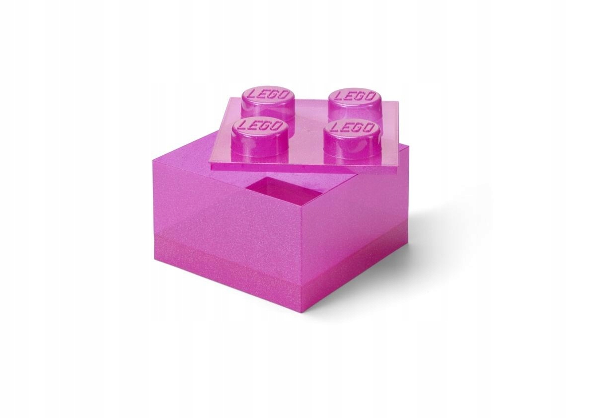 Lego(r) kontejner kostka čtyřka transparentní růžová