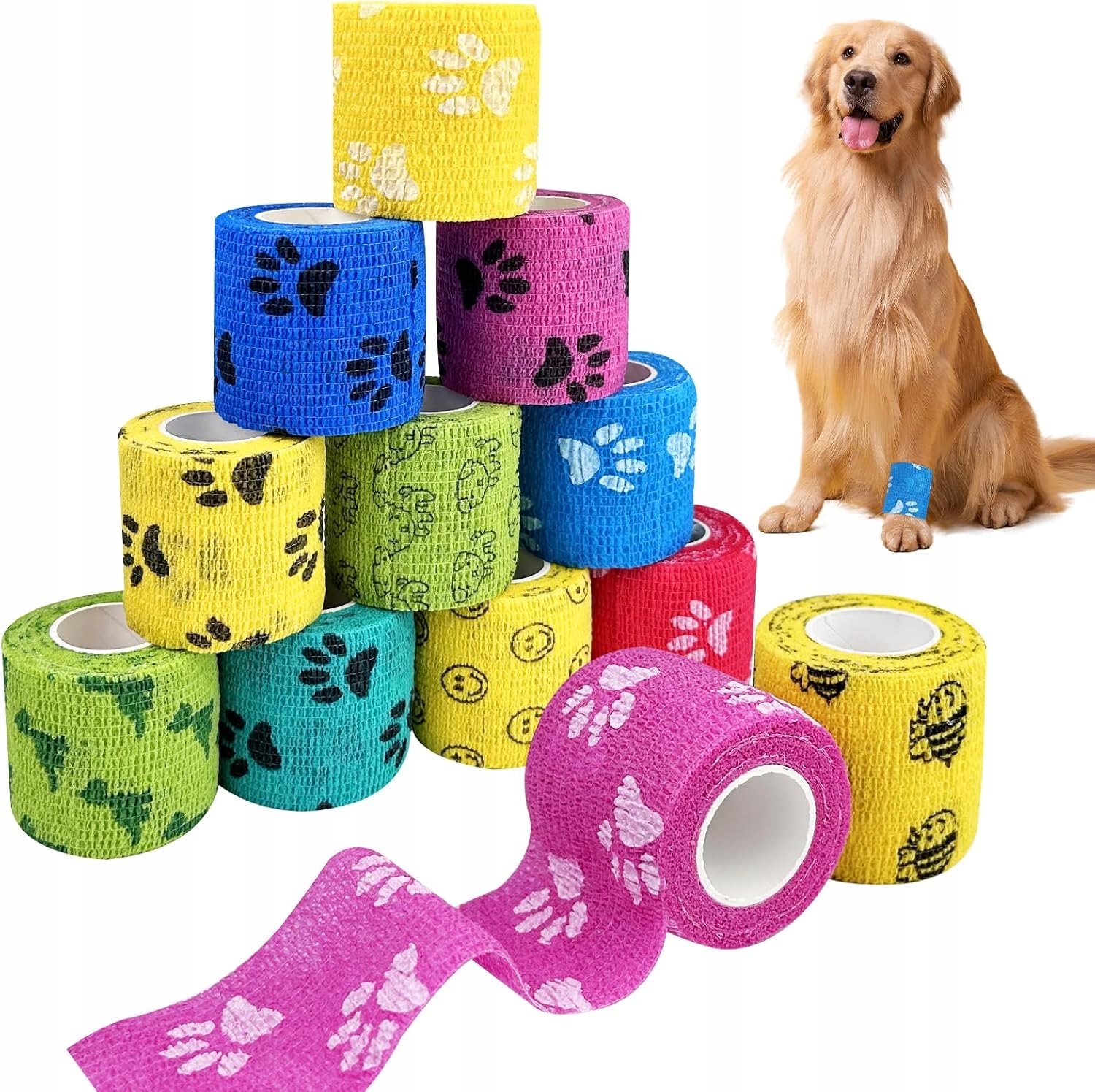 Elastická Bandáž Pro Psa Kočku Samolepicí 12 Rolí 5 cm x 4,5 m Zvířata