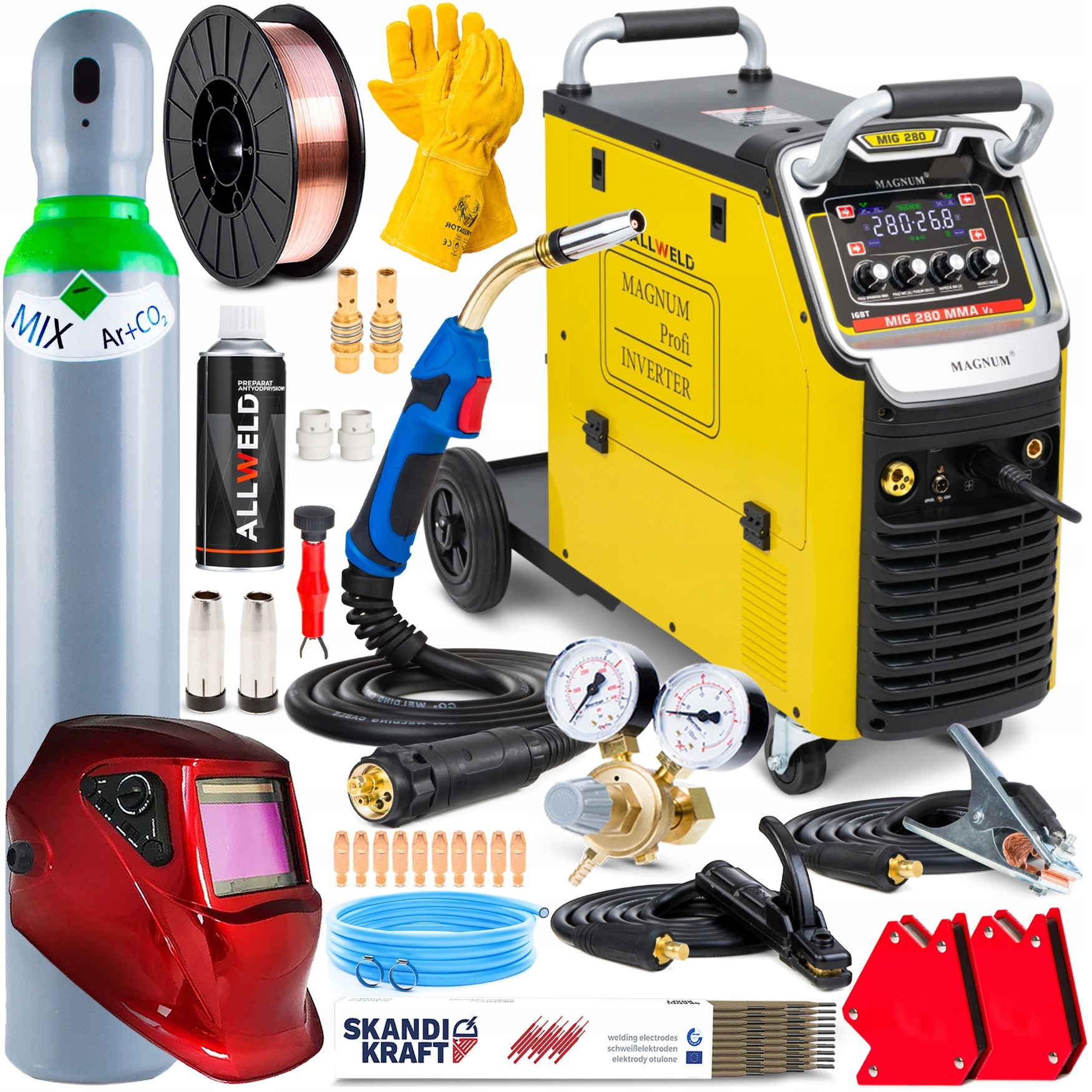 Półautomat Spawalniczy Spawarka Magnum Mig 280 Mma V2 400V 300A 4X4 Igbt 4R