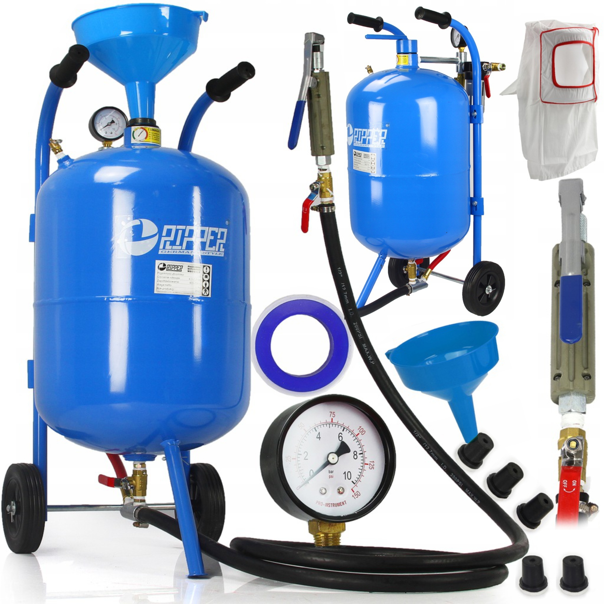 PIASKARKA SYFONOWA DO PIASKOWANIA MOBILNA 76L + PISTOLET +DYSZE +WĄŻ ZESTAW
