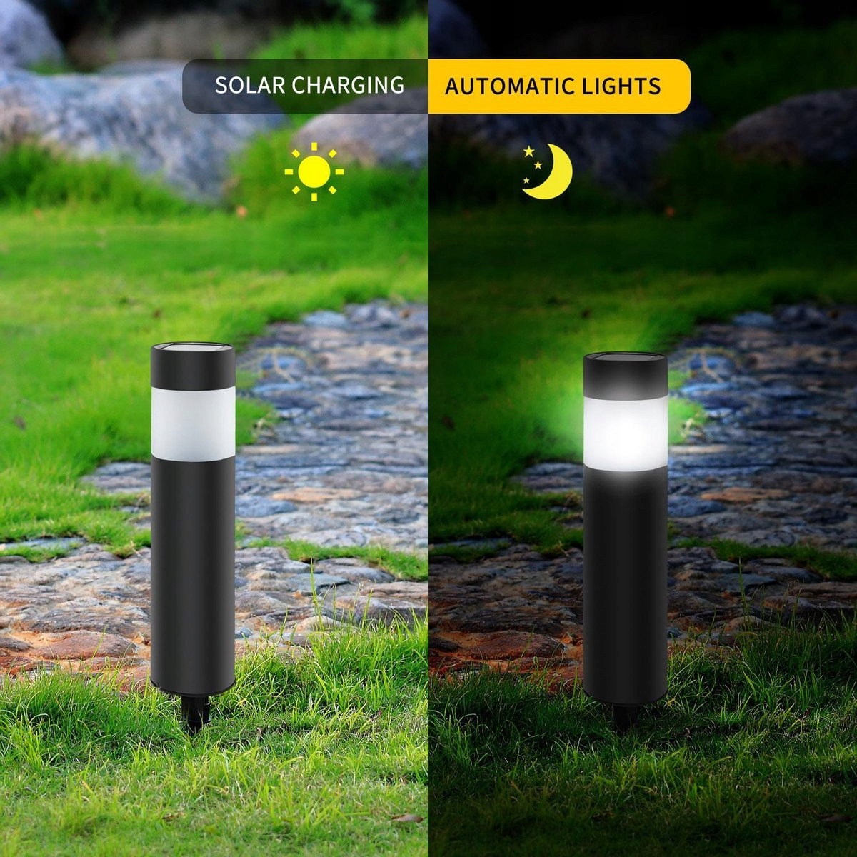 4 szt. LAMPA SOLARNA OGRODOWA LATARNIA LED 37cm Kolor dominujący czarny