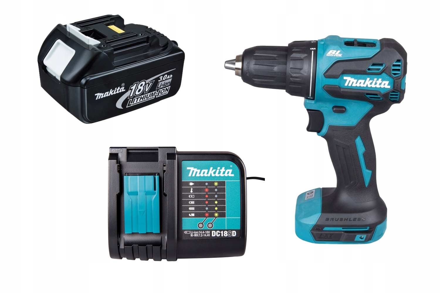 Makita Wkrętarka wiertarka akum. bezszczotkowa 18V DDF490Z+ Aku 3AH+ŁAD.18V