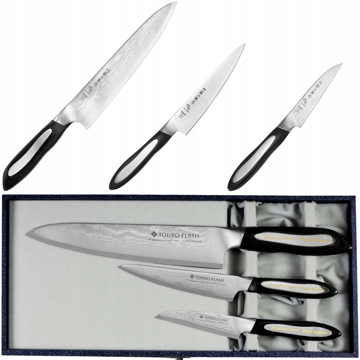 Sada 3 nožov Tojiro Flash VG-10 japonský v darčekovej krabičke 3 nože puzdro