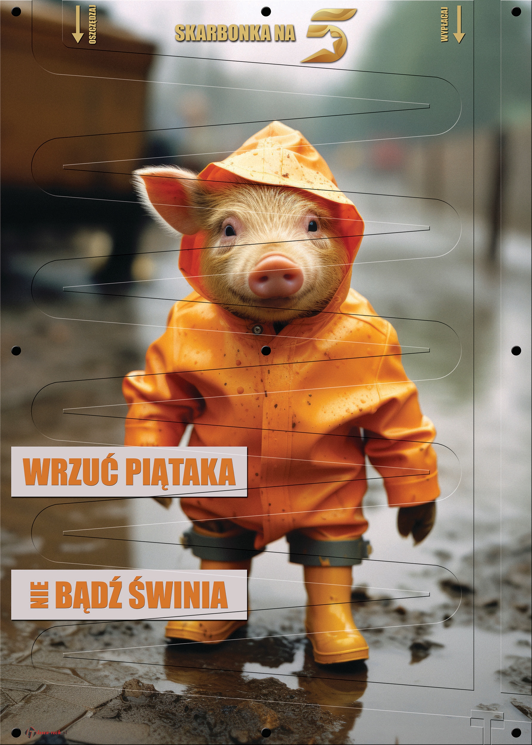 Růžová Banka 5 Pln XXL 50x70 narozeninový dárek Zábavný nebuď prase