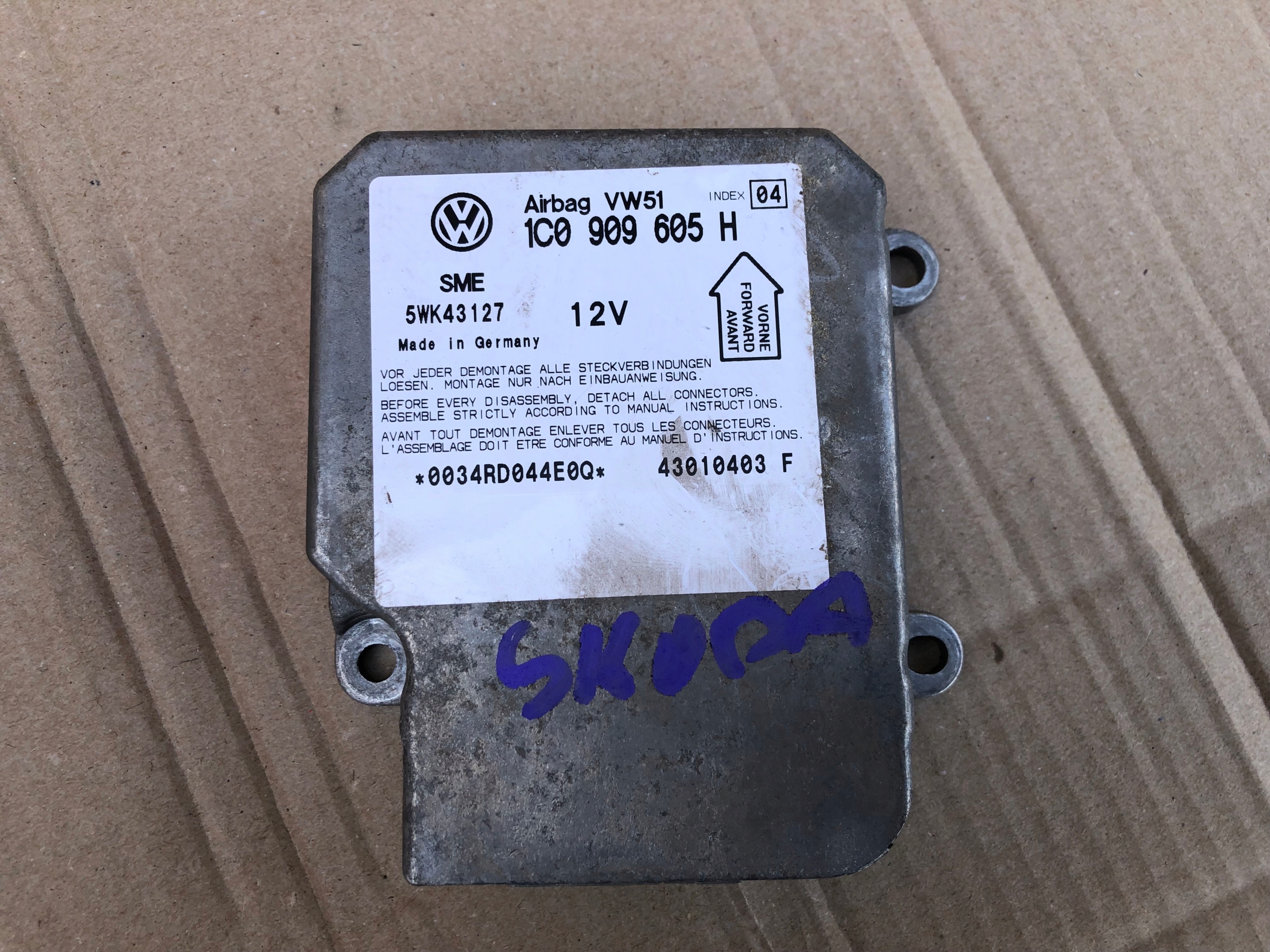 Блок airbag skoda fabia 1 1.4 расположение Блок AirBag Skoda Fabia 1 1998-2007г. 1C0909605K купить в Новосибирске, артикул: