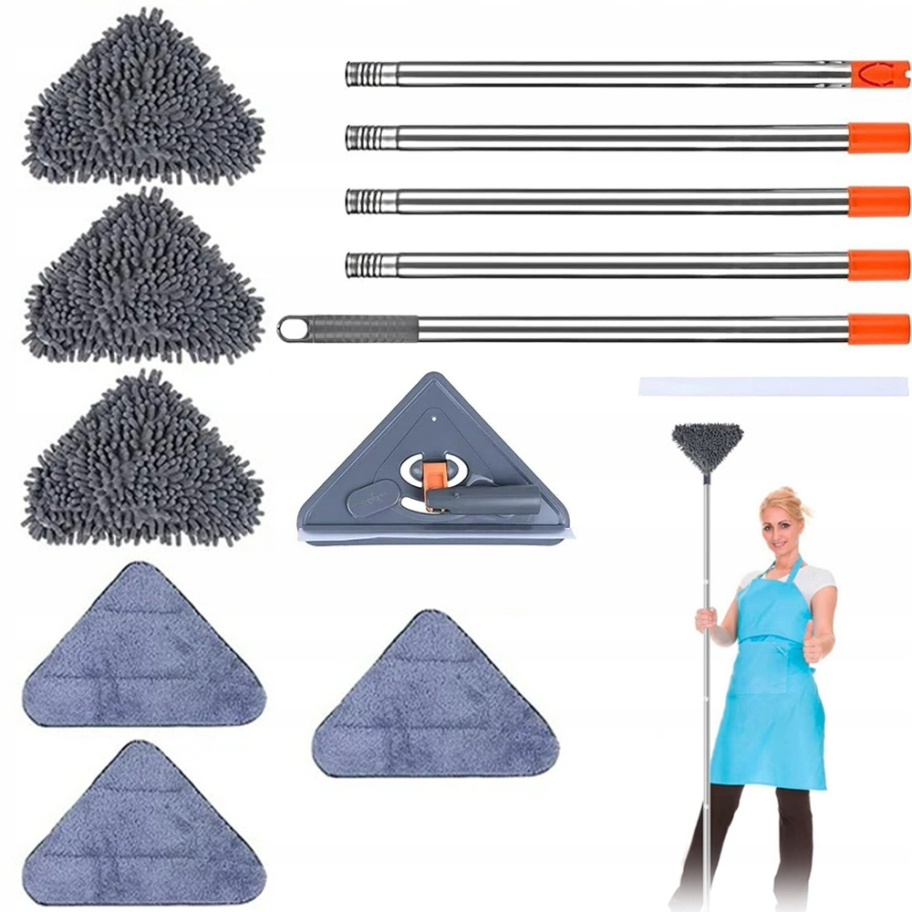 Levně Rotační Mop 360 Plochý Trojúhelníkový, Deska Okna Na Stěnu 6 Vložek