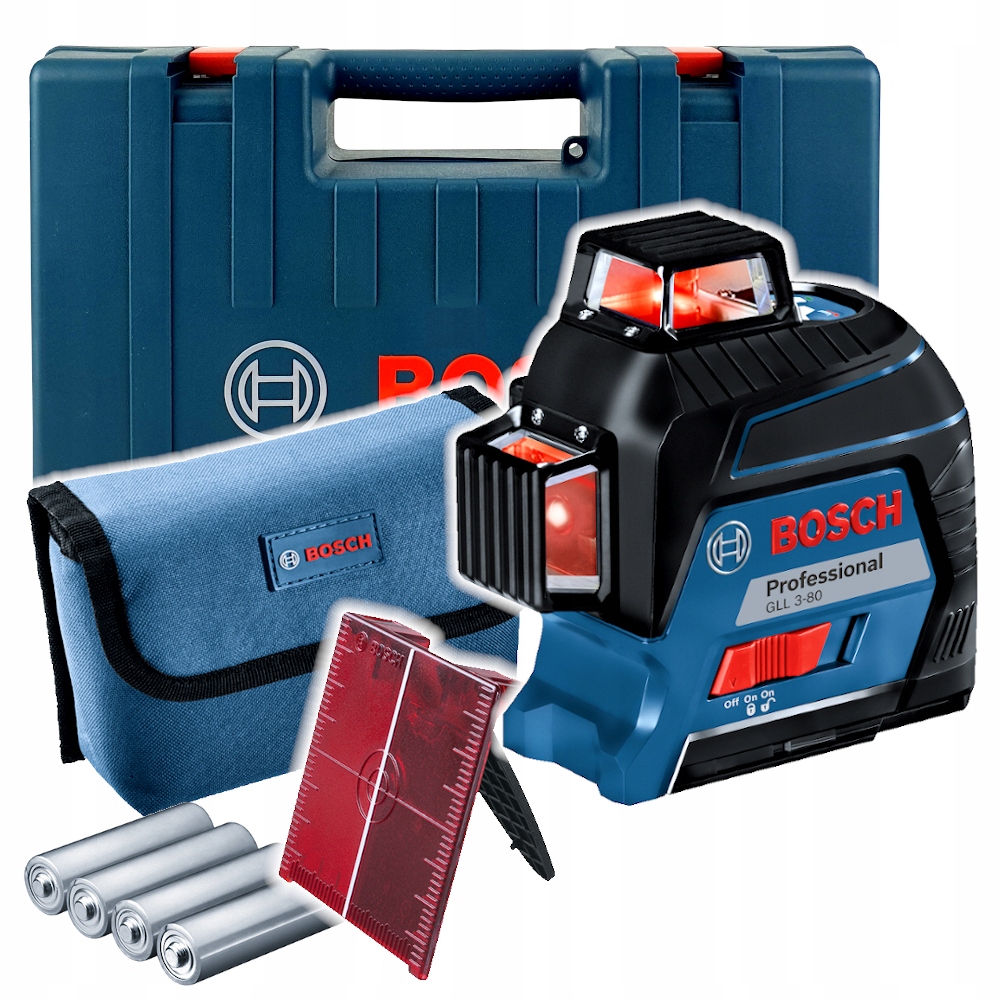 Laser liniowy Bosch Gll 3-80 3 wiązki 3x360 stopni Walizka