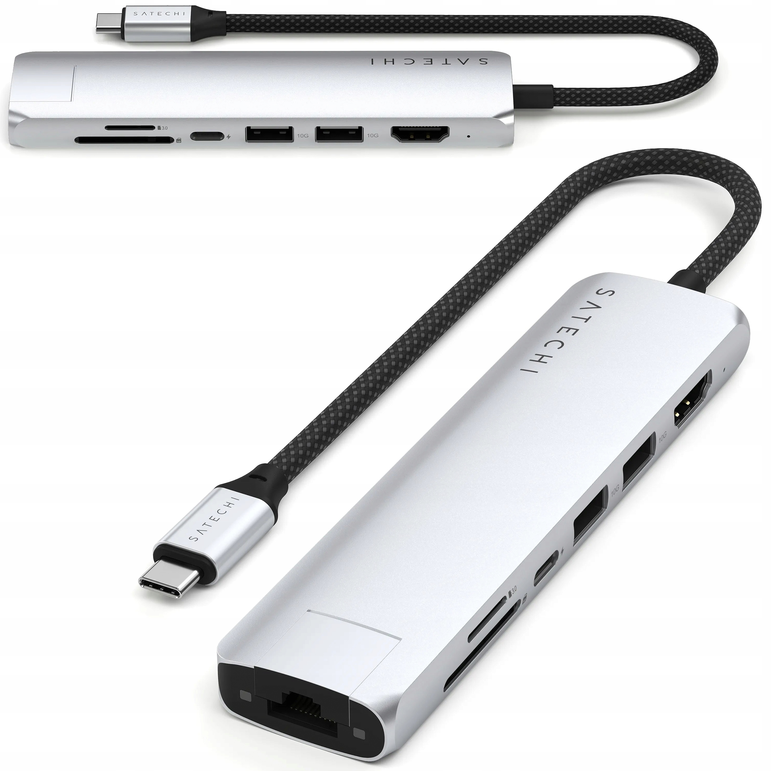 Satechi 7-in-1 Slim Multiport Adapter Usb-c Hub s 2x Usb-a, Hdmi 4K, Ethernet a Sd čítačkou