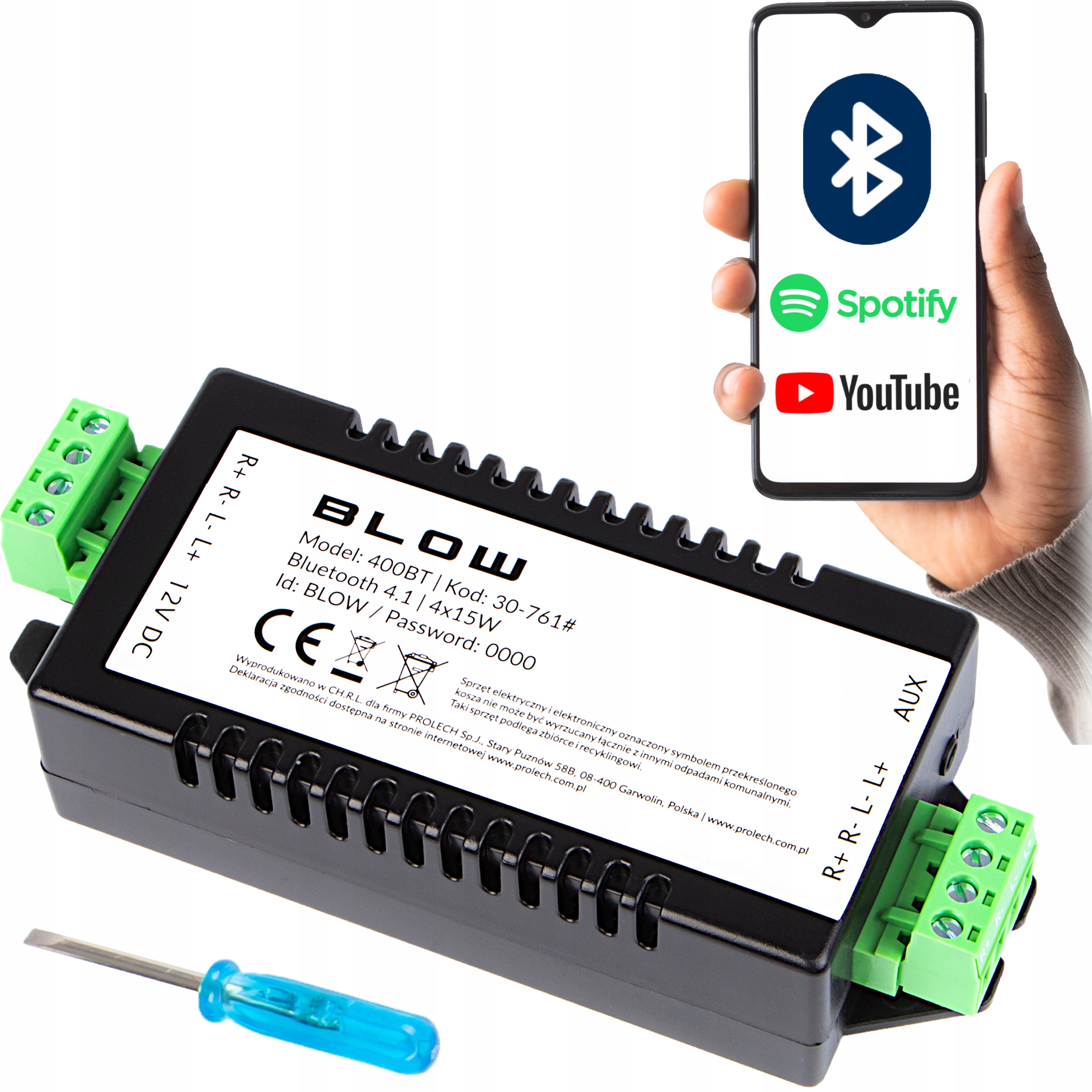 Bluetooth Audio Zesilovač 4.1 4x15W Univerzální 12V Čtyřcestný Aux Bt