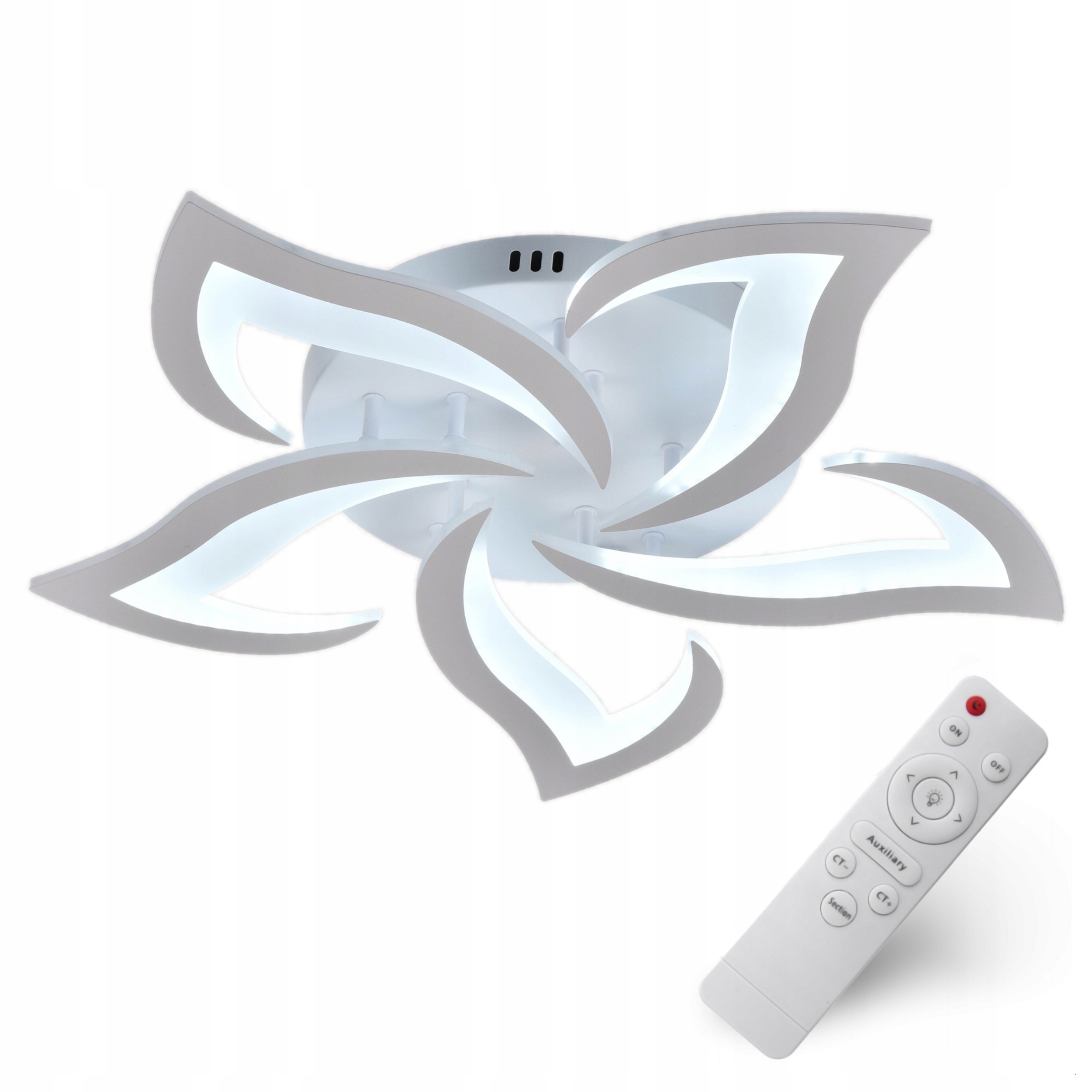 Lampa Sufitowa Led Biała Kwiat Lotosu Żyrandol 60CM Pilot 3 Barwy Modern