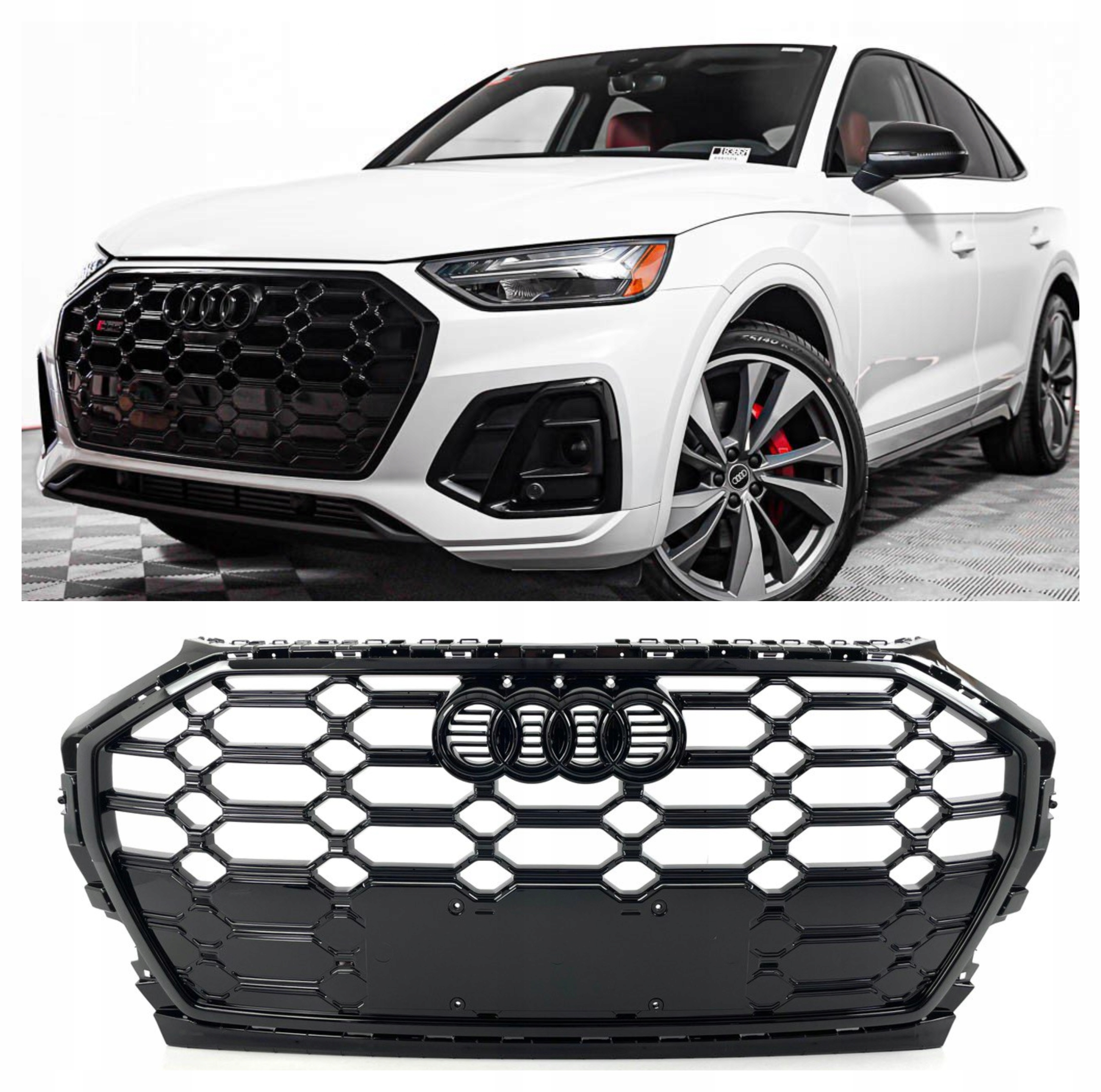 ATRAPA GRILL AUDI Q5 SQ5 80A LIFT S-LINE 2021+ CZARNY POŁYSK