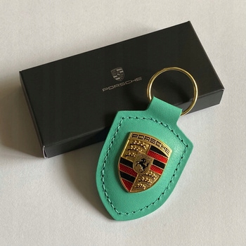 Kľúčenka Porsche koža originálna Špeciálna edícia 75. výročia Mint Green