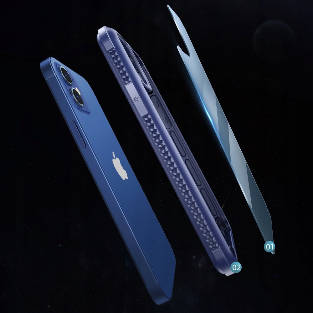 Etui z Niebieską Ramką + Szkło do iPhone 12 Mini Typ plecki