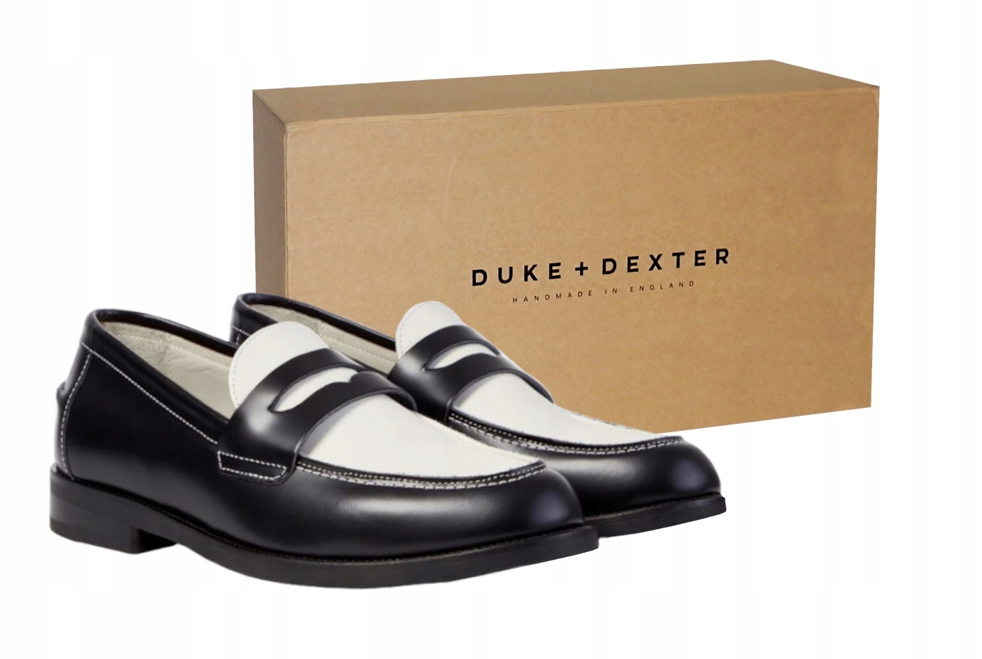 Pánské Boty Černobílé Mokasíny Penny Esquire Duke Dexter vel. 47