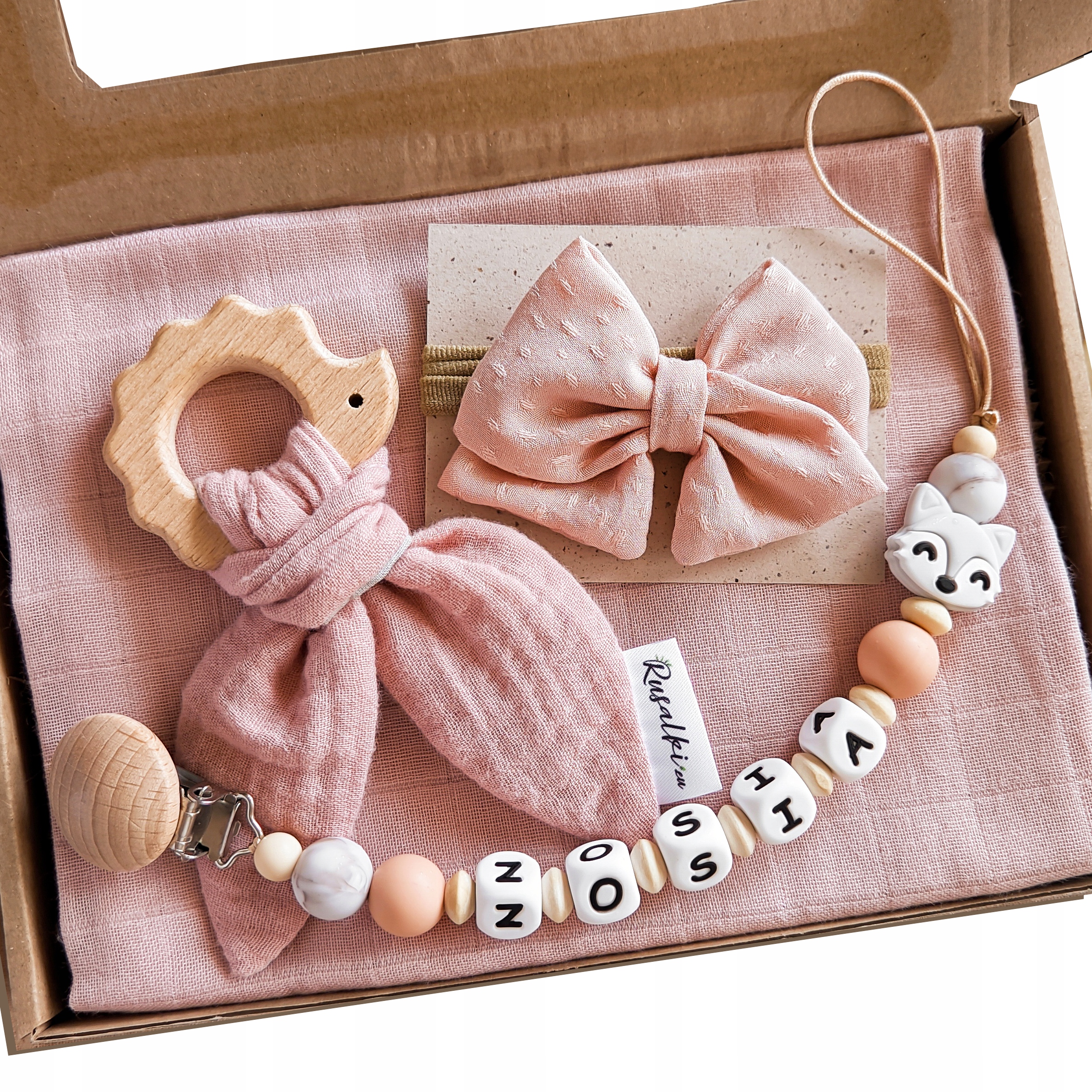 Šustící dřevěné kousátko s oušky sada