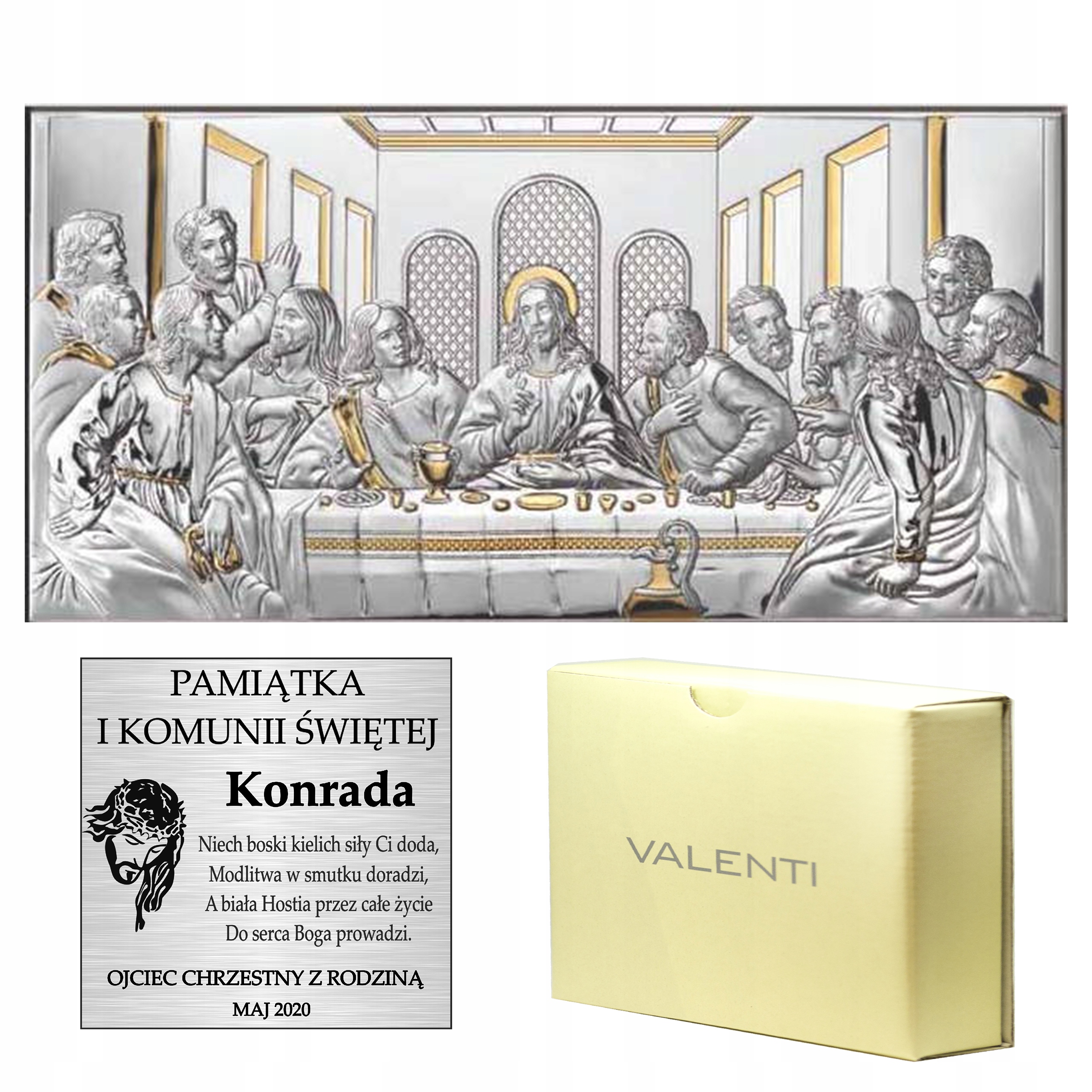 Poslední Večeře Velký Stříbrný Obraz S Gravírováním Křest Svatba Svaté Přijímání