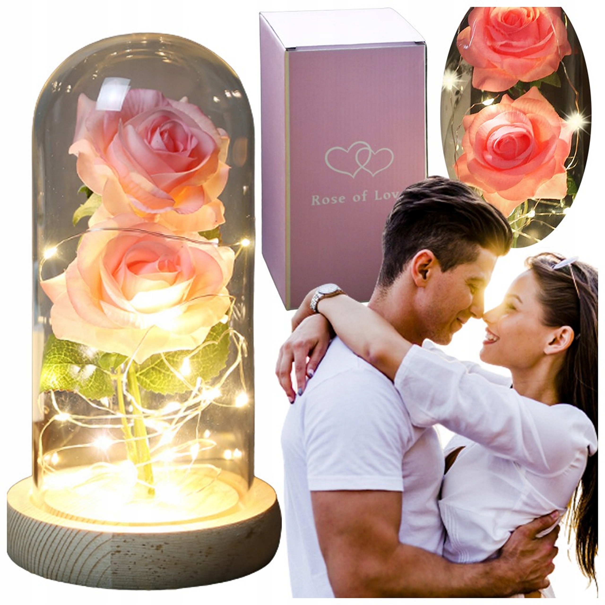 

Piękna Sztuczna Wieczna Róża Piękna I Bestia Led