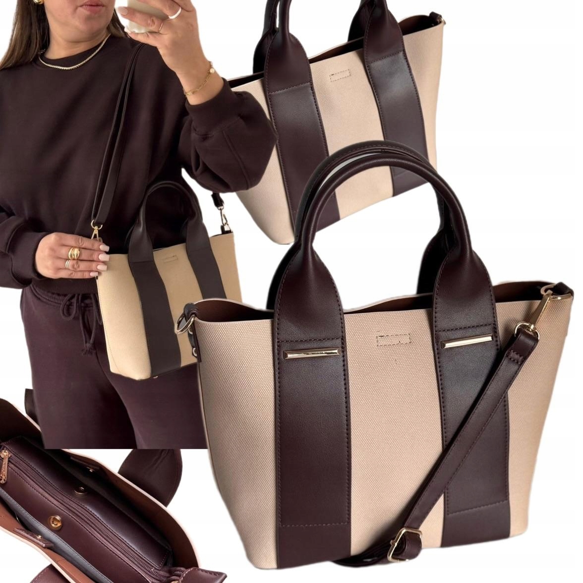 Dámská Kabelka Gallantry Paris Taška Shopper Béžová Eko Kůže Viral