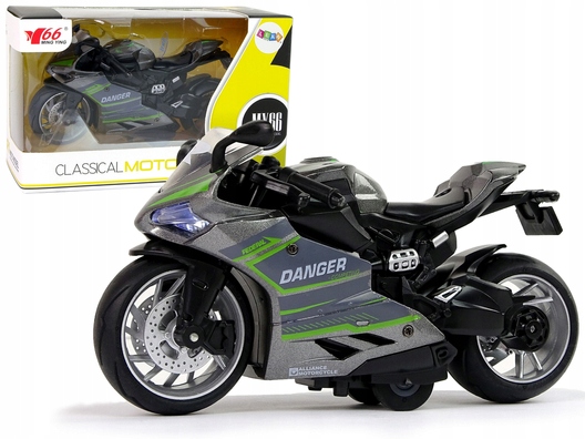 

Motocykl Sportowy Szary Pasy 1:12 Napęd Pull-Back