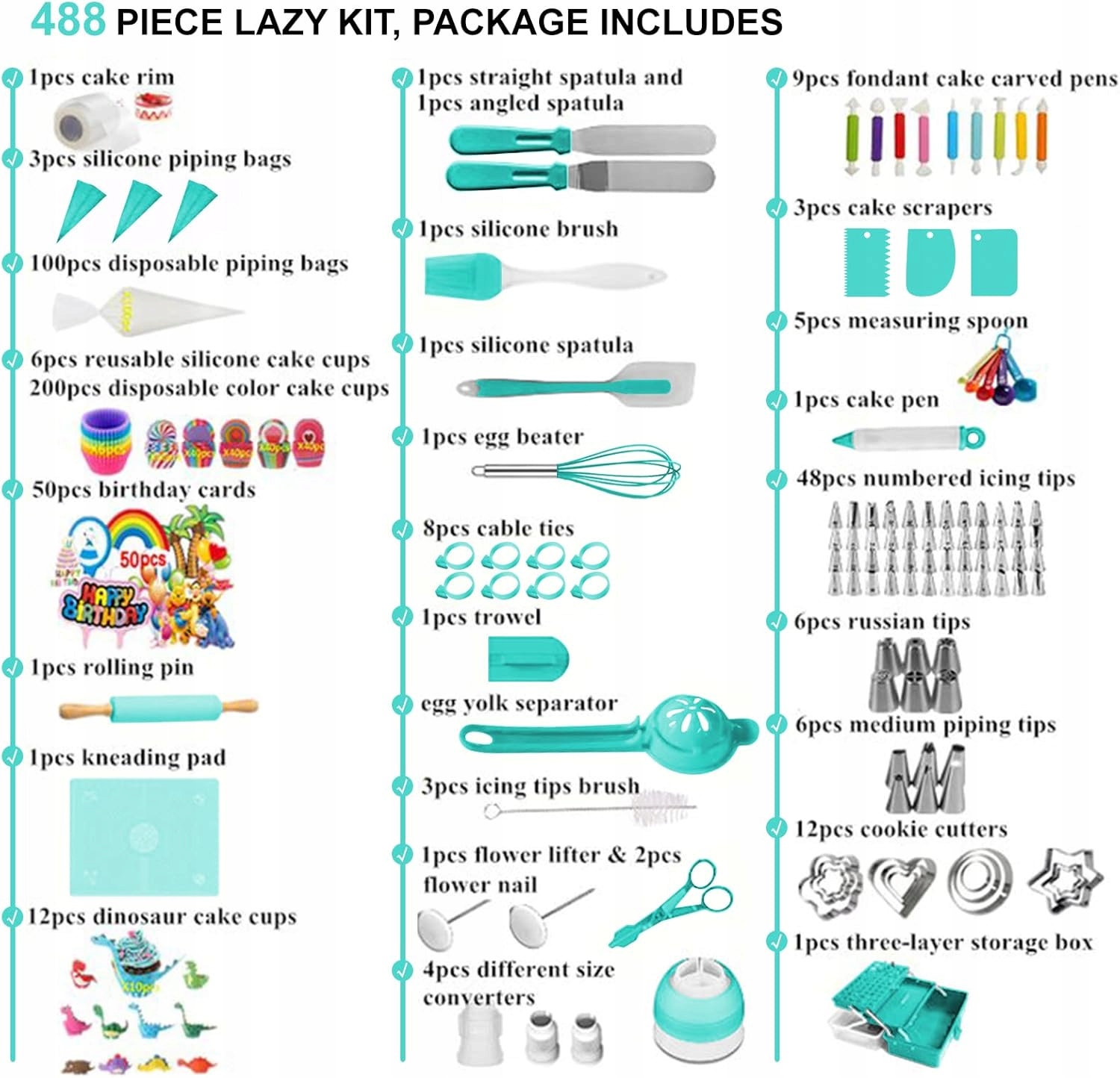 Profesjonalny zestaw do dekorowania tortów i wypieków – 488 el. EAN (GTIN) 0860005903313