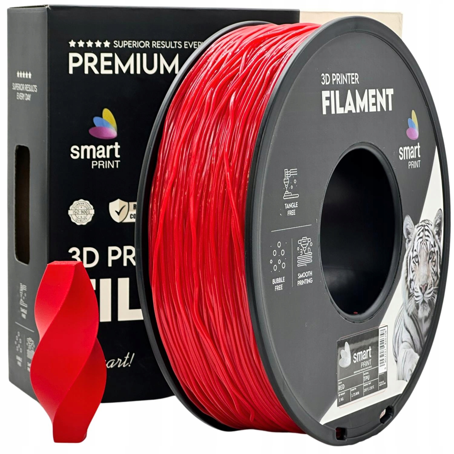 10 x Filament Smart Print Tpu Red Czerwony Elastyczny Guma 95A 1.75mm 1kg