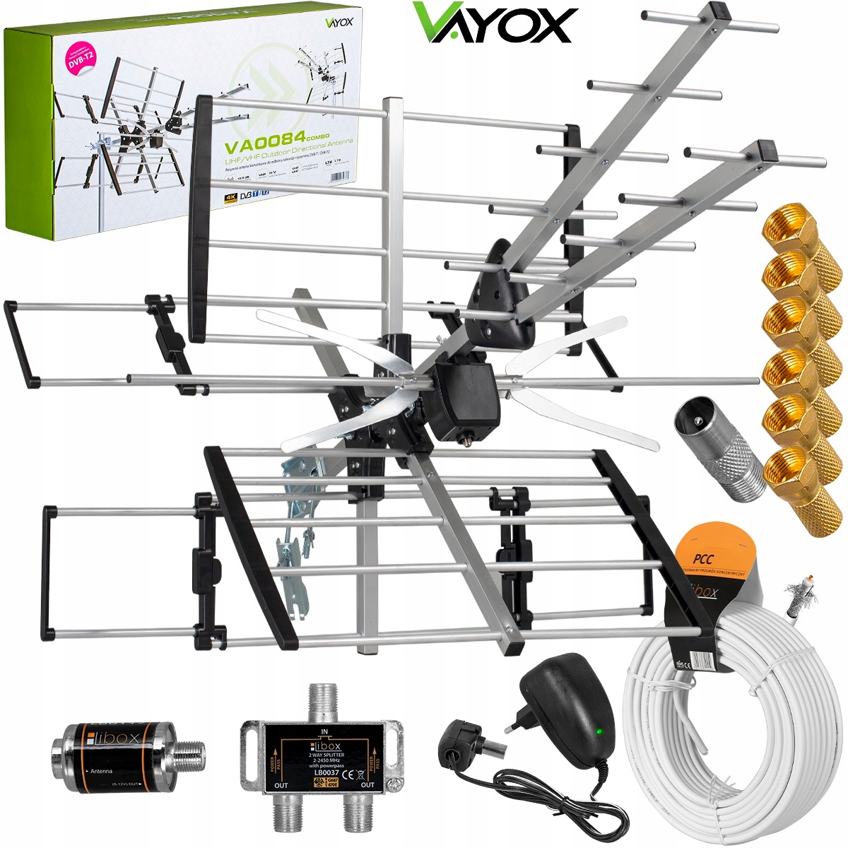 Směrová Anténa DVB-T2 Combo 4K Sada 2TV Vayox