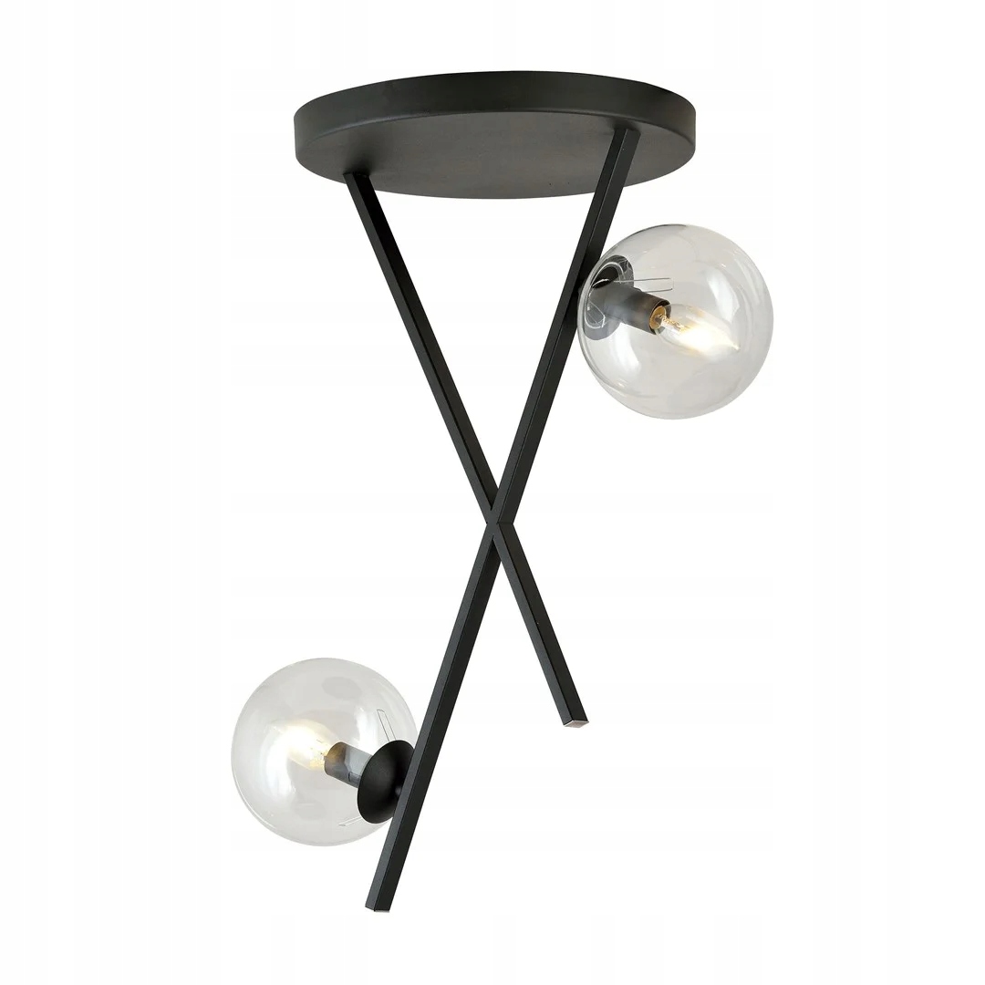 Čierna stropná lampa so sklenenými guľami do obývačky a spálne 2 body Emibig